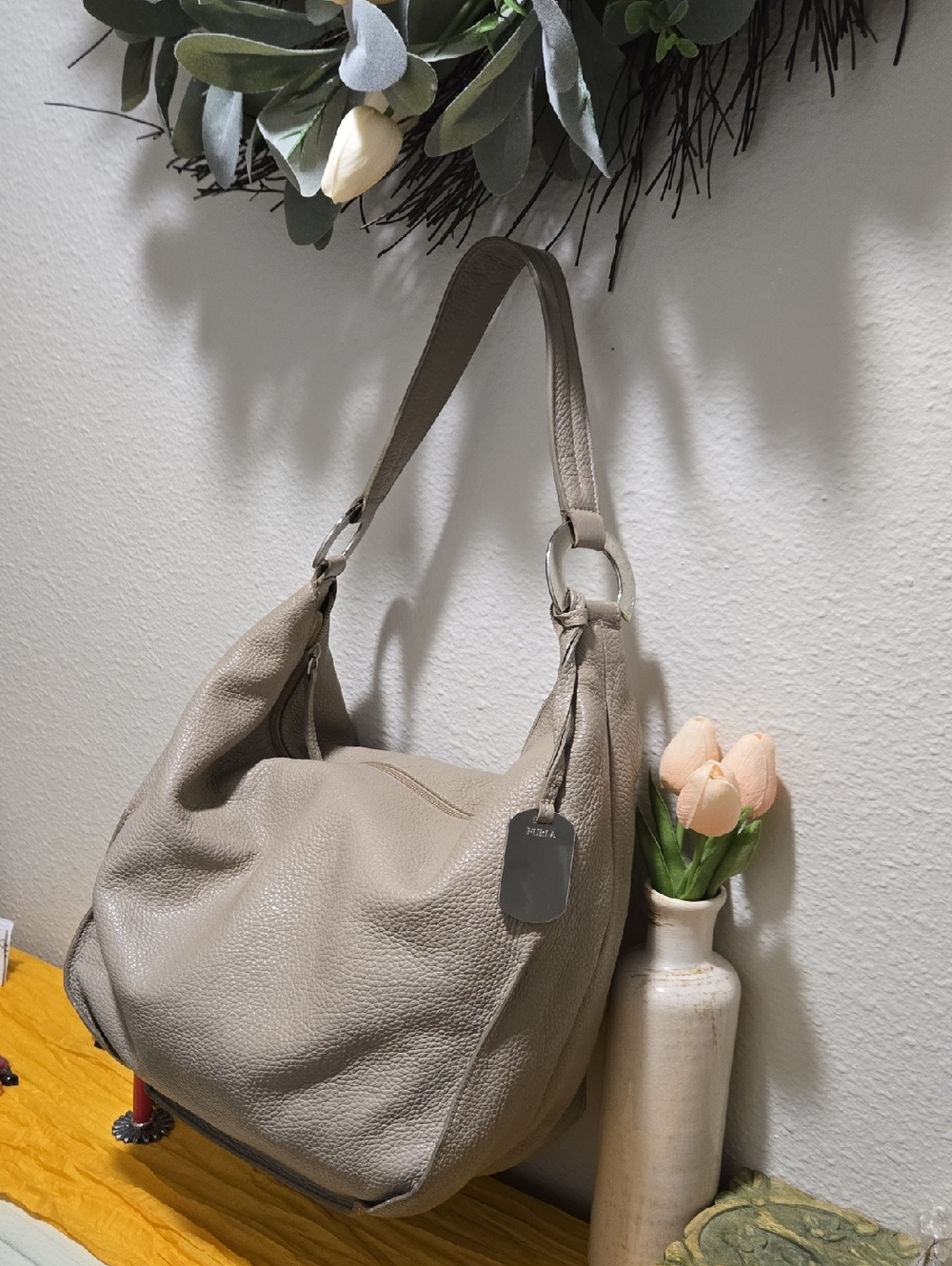 Furla Pebbled Leather Hobo Shoulder Bag